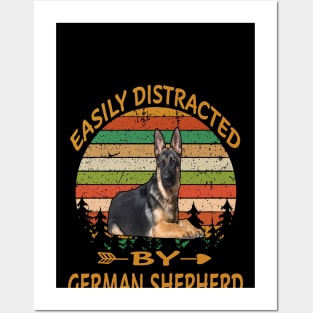 Easily Distracted By German Shepherd Vintage Posters and Art